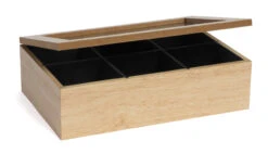 Sakura Tea Theedoos - Hout - 6-vaks - Met Fluweel - 24 X 16 Cm