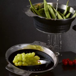 Rosle Vergiet - RVS / Siliconen - ø 24 Cm - Opvouwbaar -Le Creuset Winkel 16124 05 Seiher faltbar schwarz 24cm