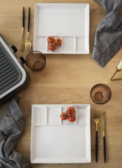 Fonduebord / Gourmetbord - 5 Vakken - Wit - 24 X 24 Cm -Le Creuset Winkel 2 gourmet bord 2