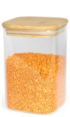 Sareva Voorraadpot - Glas / Bamboe - 1.1 Liter