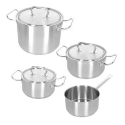 Demeyere - 4 Delige Pannenset (Kookpan ø 18 / 20 / 24 Cm + Steelpan ø 18 Cm) + Deksels Classic 3 - RVS -Le Creuset Winkel 40850 875 0 0111