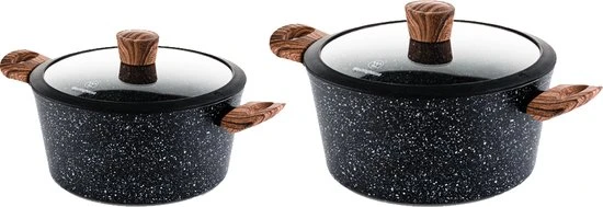 Westinghouse Kookpannenset Marble Wood - ø 24 En 28 Cm - Inductie En Alle Andere Warmtebronnen 1 Westinghouse Kookpannenset Marble Wood - ø 24 En 28 Cm - Inductie En Alle Andere Warmtebronnen