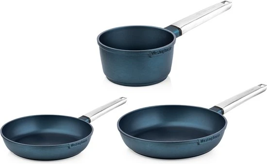 Westinghouse Pannenset Performance (Koekenpan ø 24 En 28 Cm + Steelpan ø 18 Cm) - Blauw - Inductie En Alle Andere Warmtebronnen 1 Westinghouse Pannenset Performance (Koekenpan ø 24 En 28 Cm + Steelpan ø 18 Cm) - Blauw - Inductie En Alle Andere Warmtebronnen