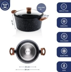Westinghouse Pannenset Marble Wood (Wokpan ø 30 Cm + Braadpan + Hapjespan ø 28 Cm) - Inductie En Alle Andere Warmtebronnen -Le Creuset Winkel 550x554