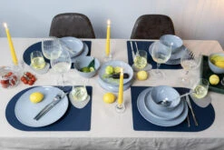 Jay Hill Placemats - Vegan Leer - Grijs / Blauw - Bread - Dubbelzijdig - 44 X 30 Cm - 6 Stuks -Le Creuset Winkel 8 Jay hill servies stripes 11
