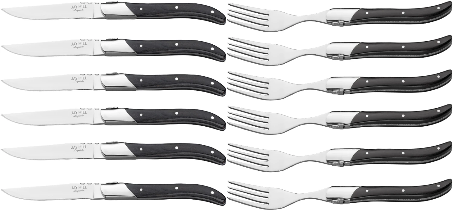 Jay Hill Steakbestek Laguiole Ebbenhout 12-Delig 1 Jay Hill Steakbestek Laguiole Ebbenhout 12-Delig