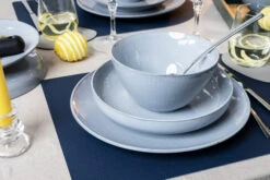 Jay Hill Placemat - Vegan Leer - Grijs / Blauw - Bread - Dubbelzijdig - 44 X 30 Cm -Le Creuset Winkel 9 Jay hill servies stripes 08