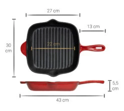 Blackwell Grillpan - Gietijzer - Rood - 27 X 27 Cm - Zonder Anti-aanbaklaag -Le Creuset Winkel Asset 35@2x 80