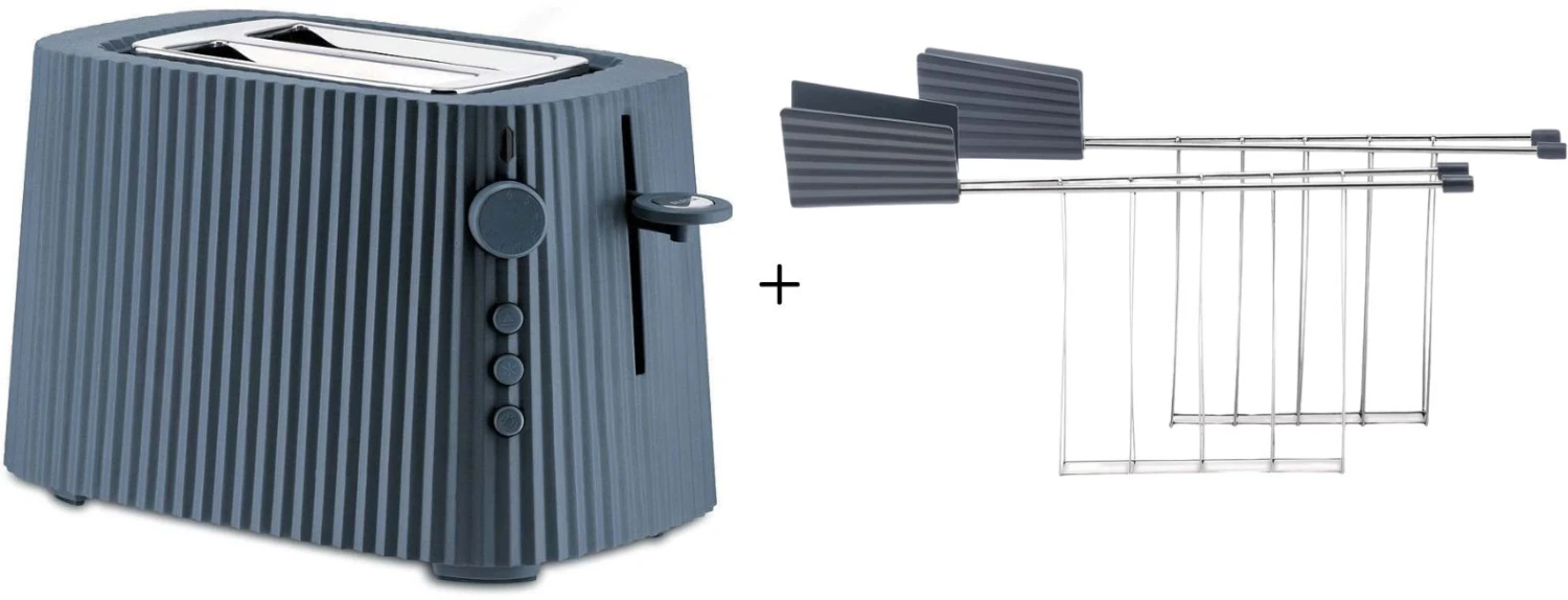 Alessi Broodrooster Plissé + Alessi Tostiklemmen Plissé - Grijs - Michele De Lucchi 1 Alessi Broodrooster Plissé + Alessi Tostiklemmen Plissé - Grijs - Michele De Lucchi