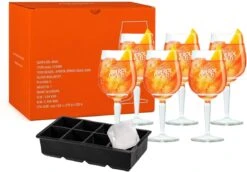 Aperol Spritz Glazen - 450 Ml - 6 Stuks + Ijsblokjesvorm Voor 8 Grote Ijsblokjes -Le Creuset Winkel CL productafbeeldingen 54 1