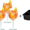Aperol Spritz Glazen - 450 Ml - 6 Stuks + Ijsblokjesvorm Voor 8 Grote Ijsblokjes