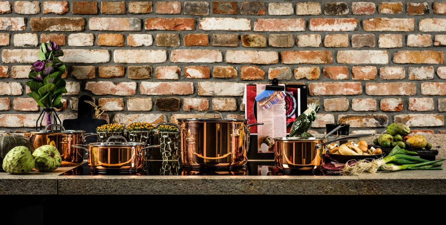 DUCQ Pannenset (Kookpan ø 18 / 20 / 20 Cm + Steelpan ø 16 Cm) + Deksels - Koper - 4 Delige Set 6 DUCQ Pannenset (Kookpan ø 18 / 20 / 20 Cm + Steelpan ø 16 Cm) + Deksels - Koper - 4 Delige Set - Afbeelding 6