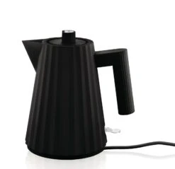 Alessi Waterkoker Plissé - Droogkookbeveiliging - Zwart - Michele De Lucchi - 1 Liter - MDL06/1 B -Le Creuset Winkel MDL06 1 B 1