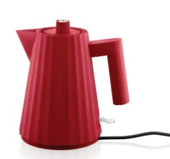 Alessi Waterkoker Plissé - Droogkookbeveiliging - Rood - Michele De Lucchi - 1 Liter - MDL06/1 R -Le Creuset Winkel MDL06 1 R 1