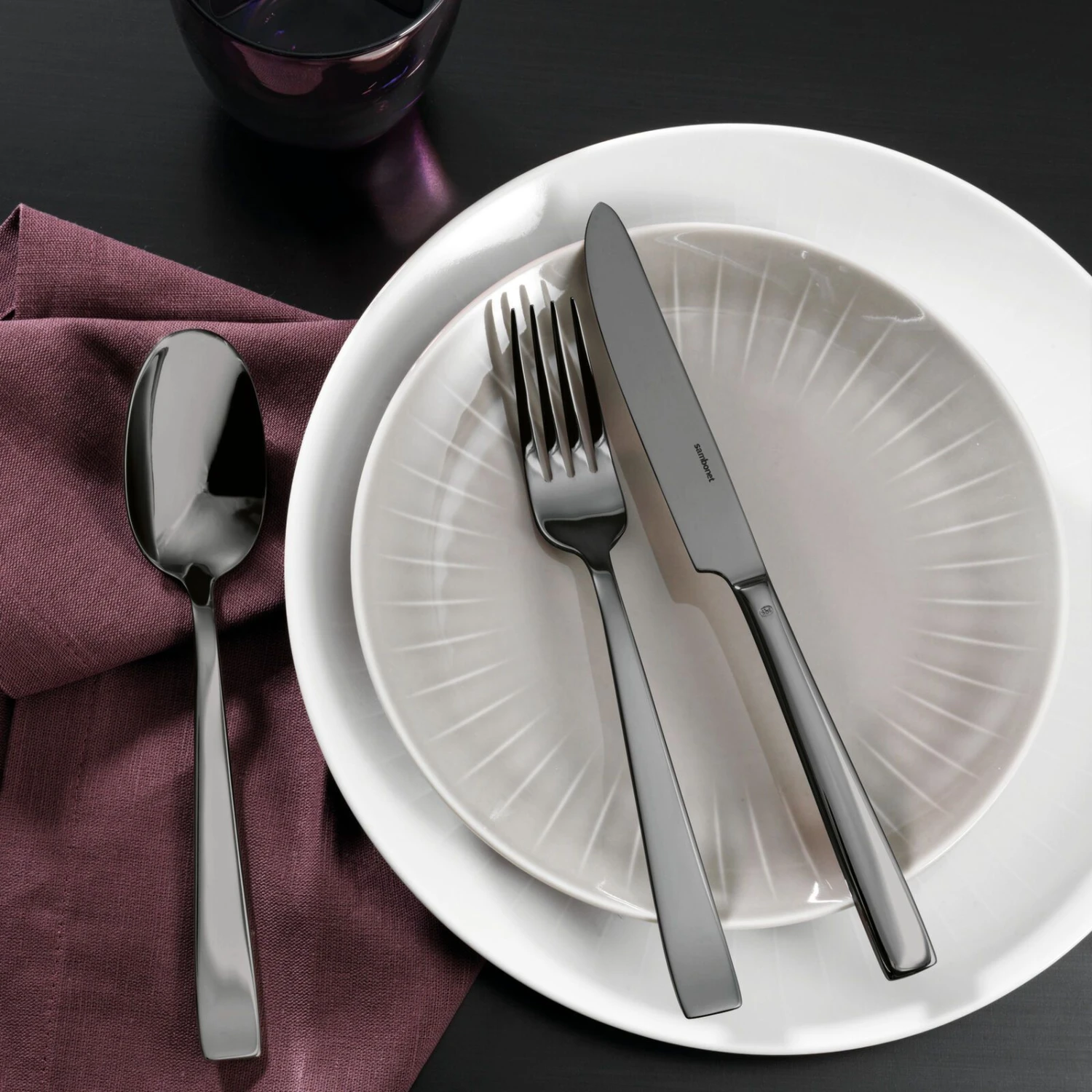 Sambonet Bestekset Flat - Zwart - 36 Delig / 6 Personen 2 Sambonet Bestekset Flat - Zwart - 36 Delig / 6 Personen - Afbeelding 2