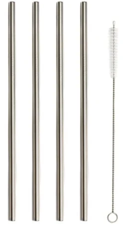 Sareva Herbruikbare Rietjes - Met Borstel - RVS - 4 Stuks -Le Creuset Winkel Sareva Rietjes Rech RVS 1