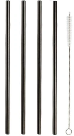 Sareva Herbruikbare Rietjes - Met Borstel - Zwart - 4 Stuks 9 Sareva Herbruikbare Rietjes - Met Borstel - Zwart - 4 Stuks -Le Creuset Winkel Sareva Rietjes Rech zwart