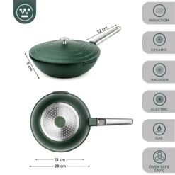 Westinghouse Wokpan Performance - Gracious Green - ø 28 Cm - Standaard Anti-aanbaklaag -Le Creuset Winkel WCCW0095028SG 3 1