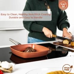 Westinghouse Grillpan Performance - Rebel Red - 28 X 28 Cm - Standaard Anti-aanbaklaag -Le Creuset Winkel WCFP0095G28OR 4