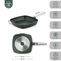Westinghouse Grillpan Performance - Gracious Green - 28 X 28 Cm - Standaard Anti-aanbaklaag -Le Creuset Winkel WCFP0095G28SG 3