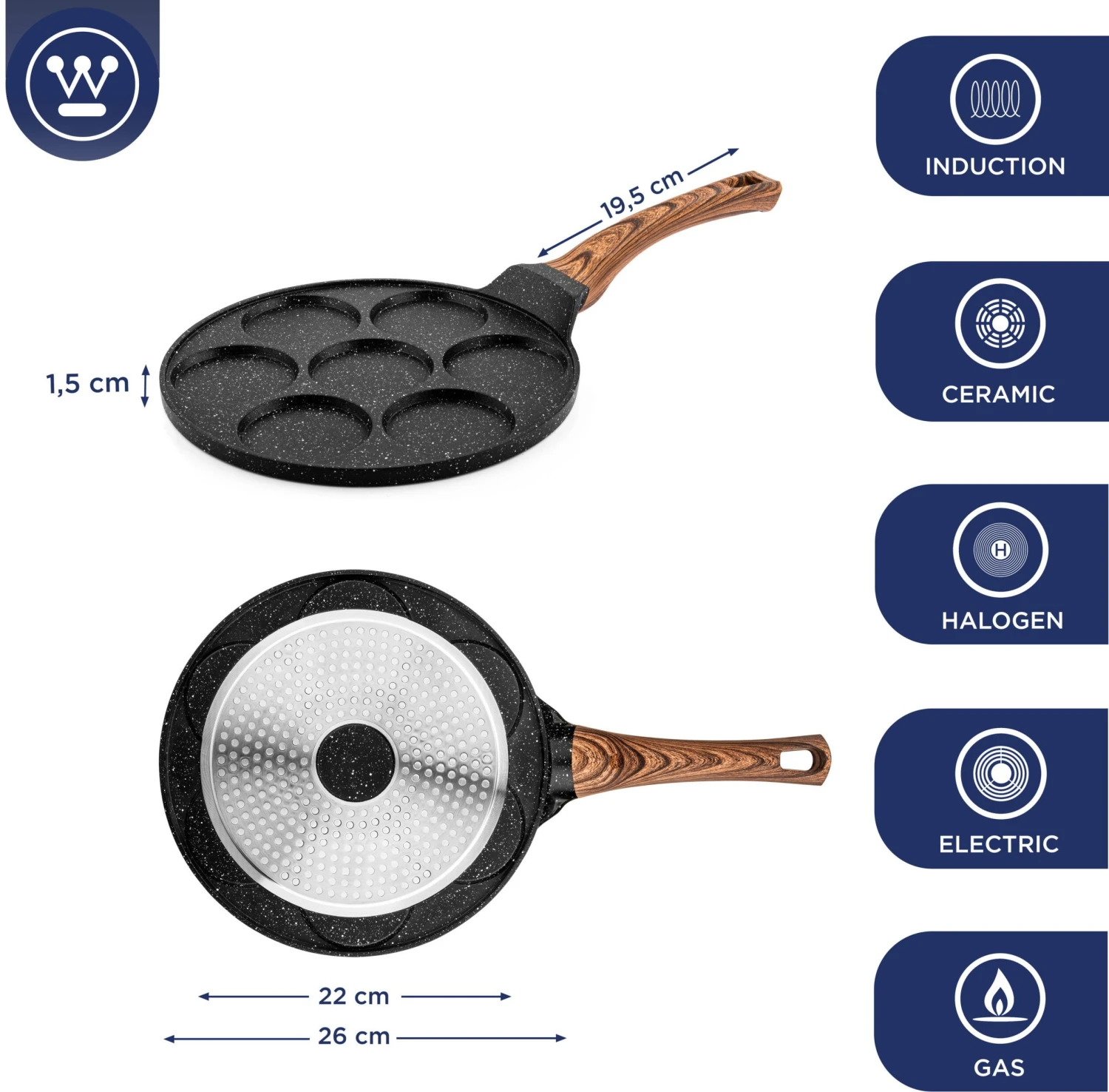 Westinghouse Pannenkoekenpan - Zwart - ø 26 Cm - Standaard Anti-aanbaklaag 4 Westinghouse Pannenkoekenpan - Zwart - ø 26 Cm - Standaard Anti-aanbaklaag - Afbeelding 4