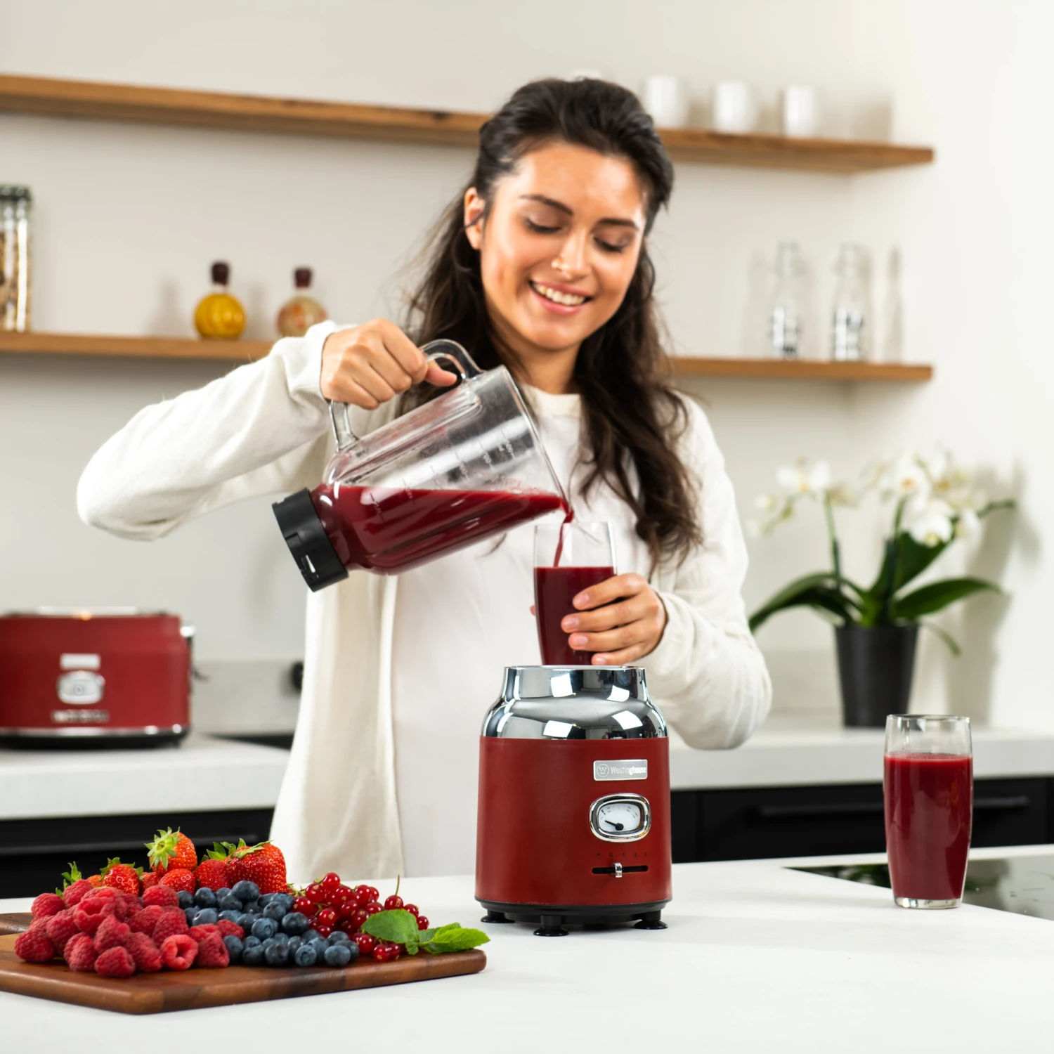 Westinghouse Blender Retro Collections - Cranberry Red - 1.5 Liter - WKBE221RD 8 Westinghouse Blender Retro Collections - Cranberry Red - 1.5 Liter - WKBE221RD - Afbeelding 8