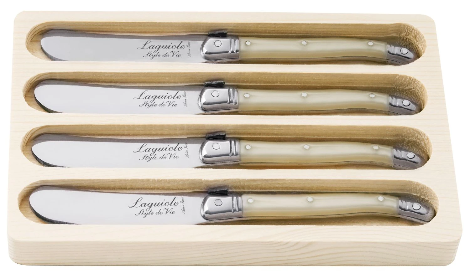 Laguiole Style De Vie Botermessen Parelmoer - 4 Stuks 1 Laguiole Style De Vie Botermessen Parelmoer - 4 Stuks