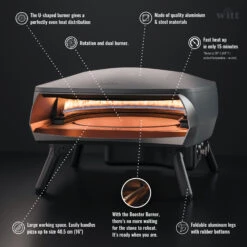 Witt Pizza Oven Etna Rotante - Op Gas Voor Buiten - Mat Grafiet - Voor ø 40 Cm Pizza's - Roterende Pizzasteen -Le Creuset Winkel wp etna rotante ecom graphite 005